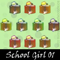 Free School Girl Embellishments, Scrapbook Downloads, Printables, Kit
