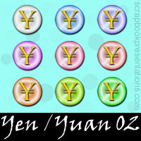 Yen / Yuan SnagIt Stamps, Scrapbooking Printables Download